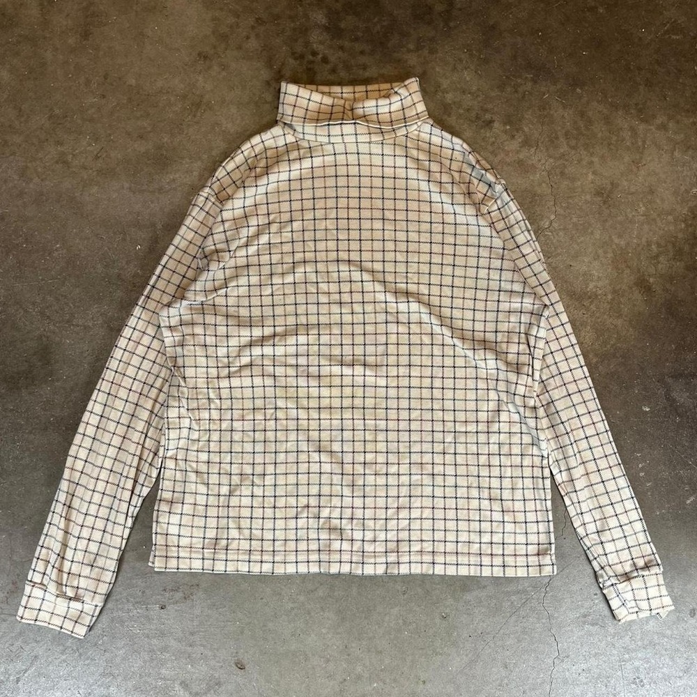 Vintage 90s Classic Elements cream plaid long sleeve shirt Men's Size Large